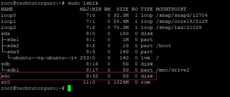 adding a drive lsblk